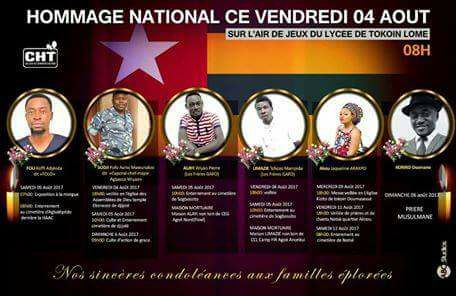 Vibrante cérémonie d’adieu aux humoristes togolais fauchés dans un accident